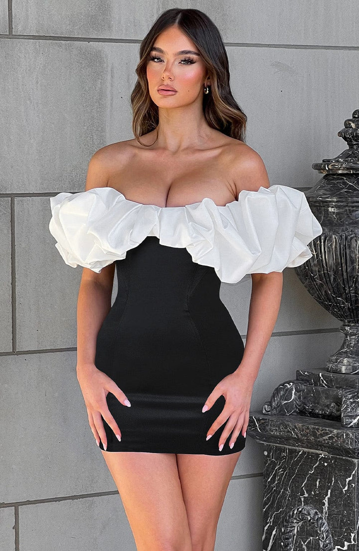 Gweeks - Allure Contrast Mini Elbise - gweeks.com
