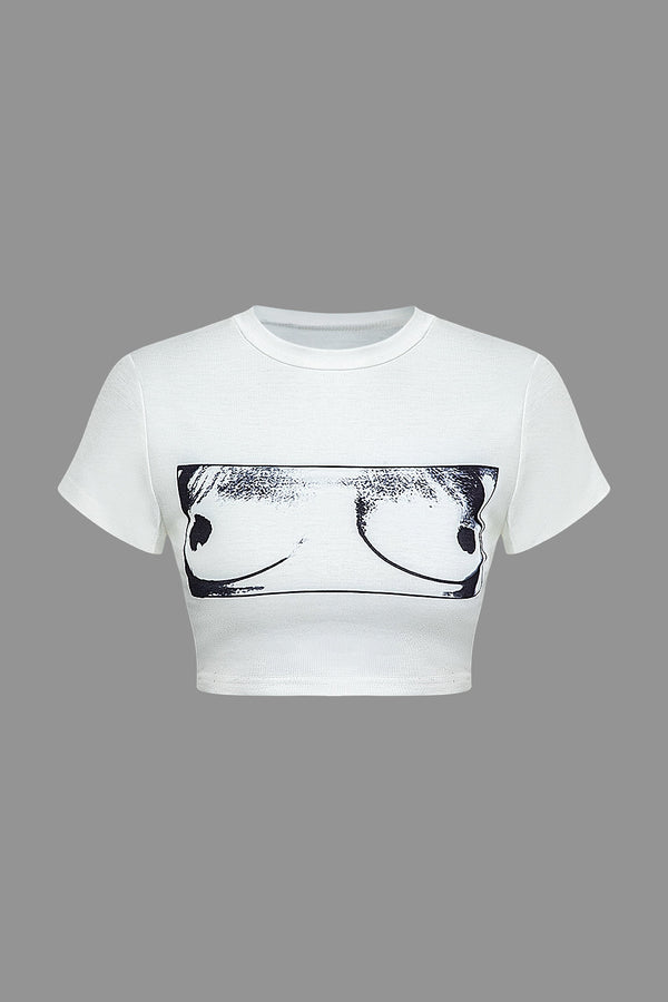 Gweeks - Artistic Print Crop T-Shirt - gweeks.com