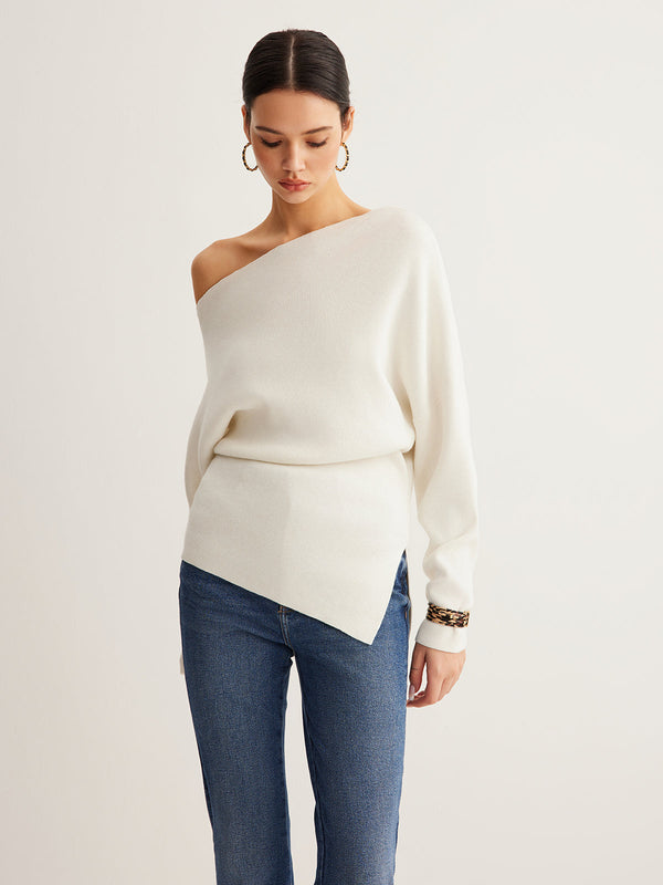 Gweeks - Asymmetric Elegance Triko Bluz - gweeks.com