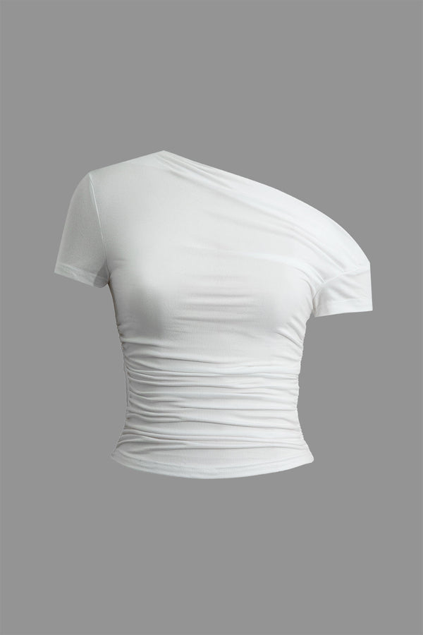 Gweeks - Asymmetrical Ruched T-shirt - gweeks.com