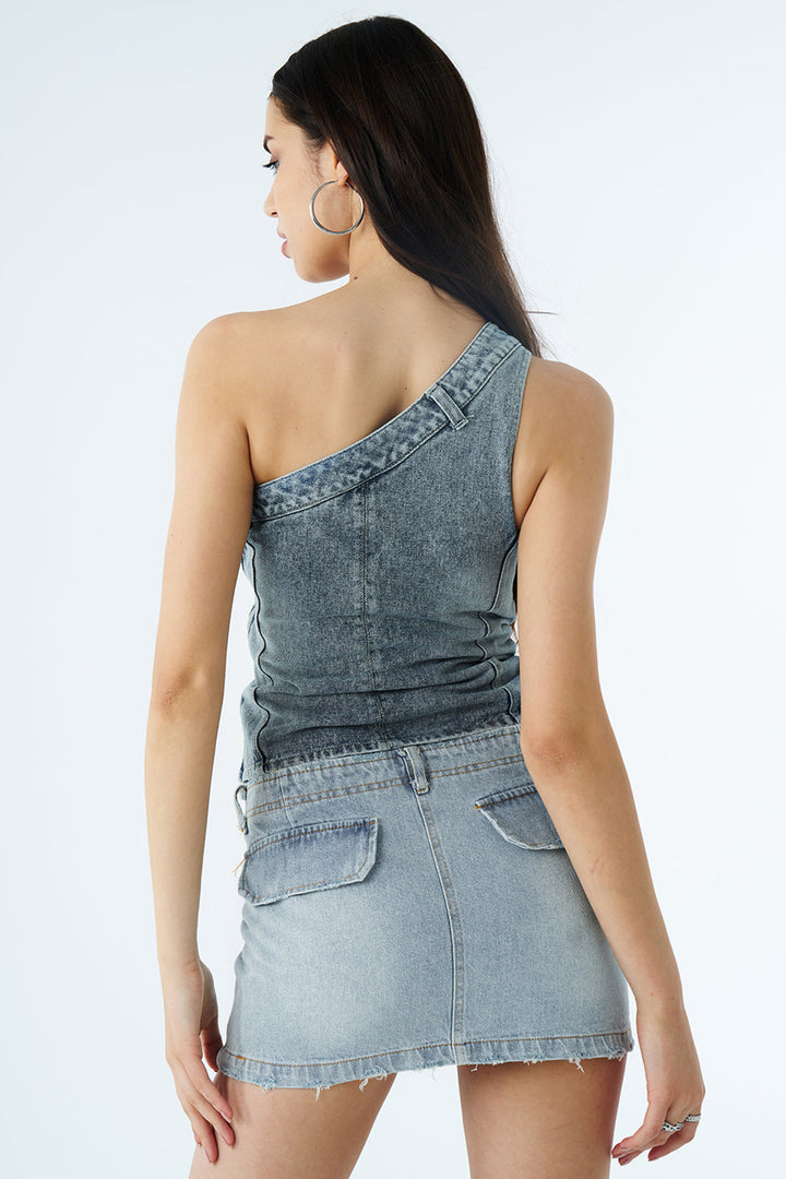 Gweeks - Asymmetry Denim Büstiyer - gweeks.com