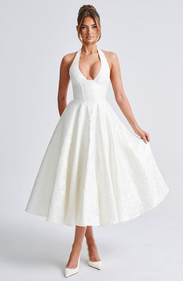 Gweeks - Aurora Ivory Halter Elbise - gweeks.com