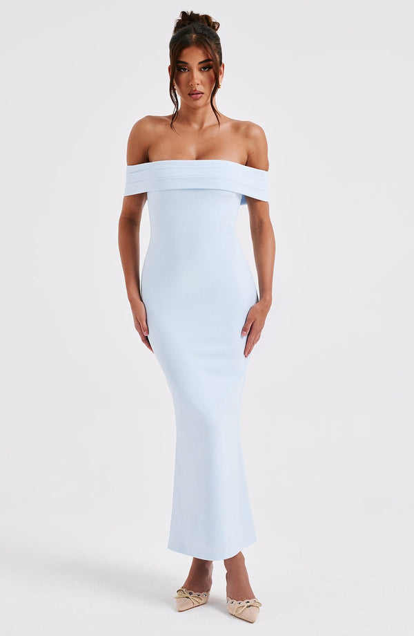 Gweeks - Azure Dreams Off-Shoulder Midi Elbise - gweeks.com
