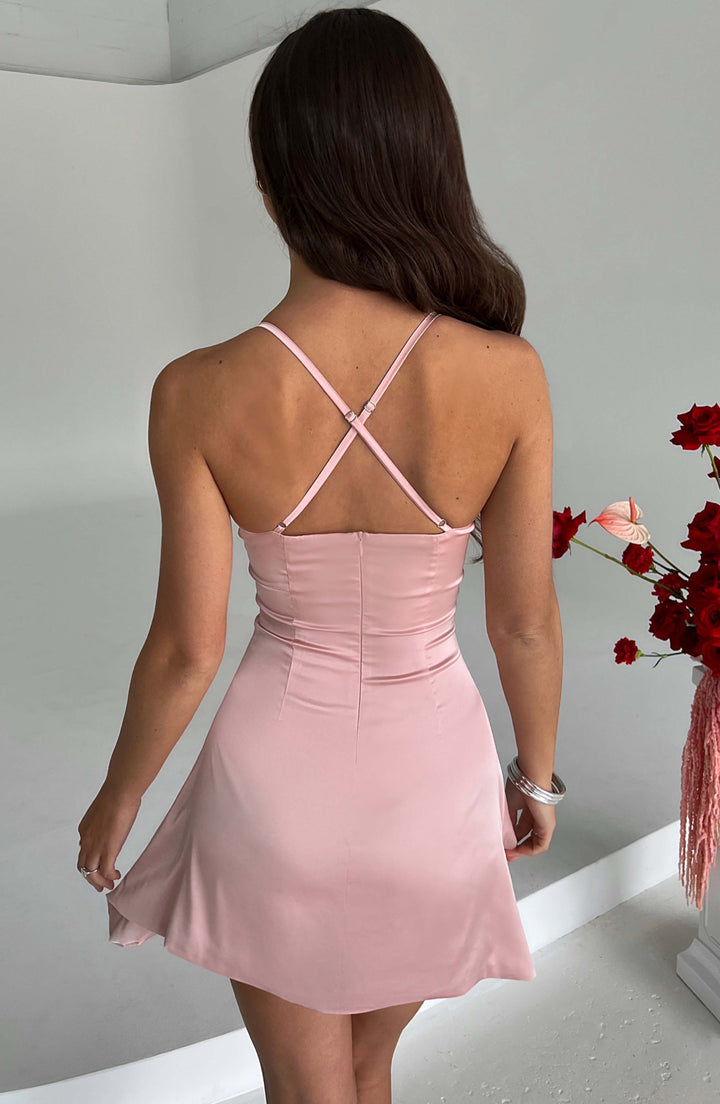 Gweeks - Blush Allure Saten Mini Elbise - gweeks.com