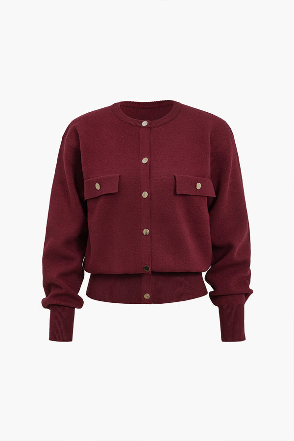 Gweeks - Bordeaux Modern Cep Detaylı Triko Ceket - gweeks.com