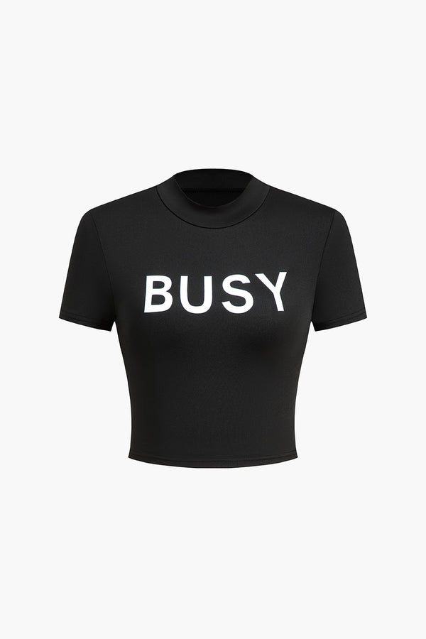 Gweeks - "Busy" Yazılı Crop T-Shirt - gweeks.com