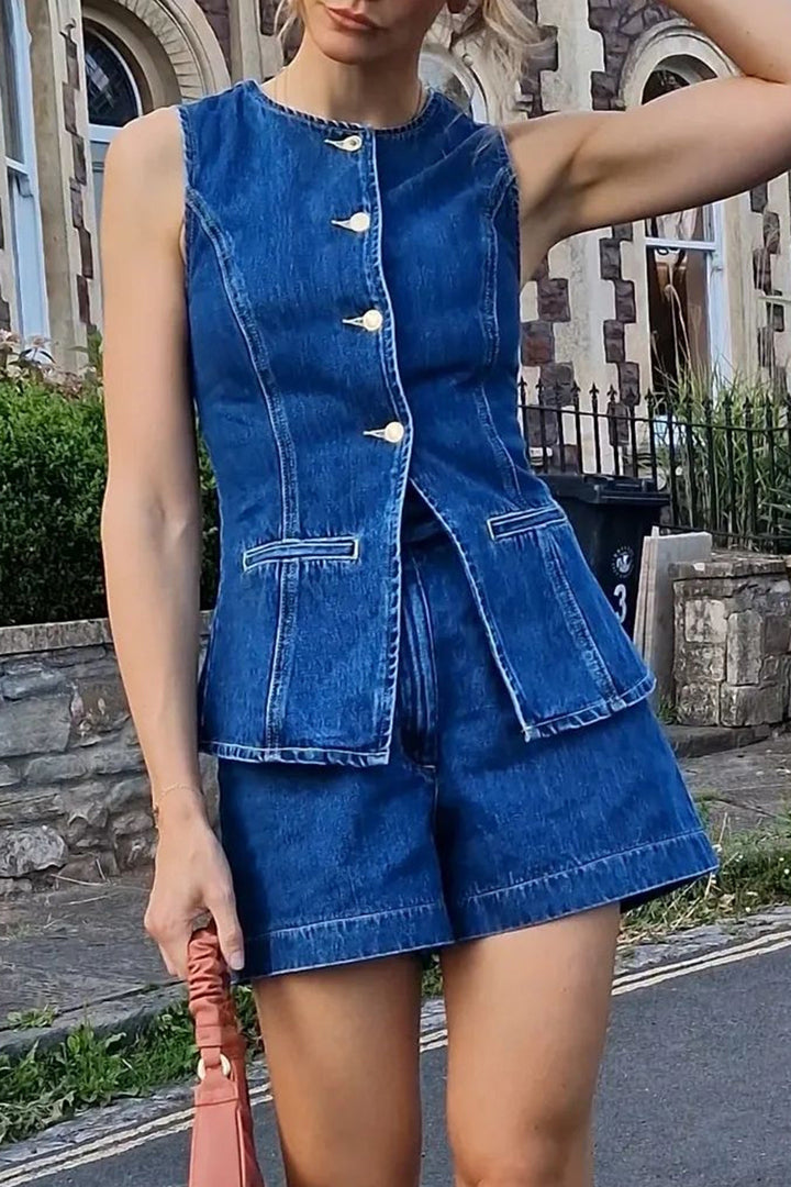 Gweeks - Classic Denim Vest Blazer - gweeks.com