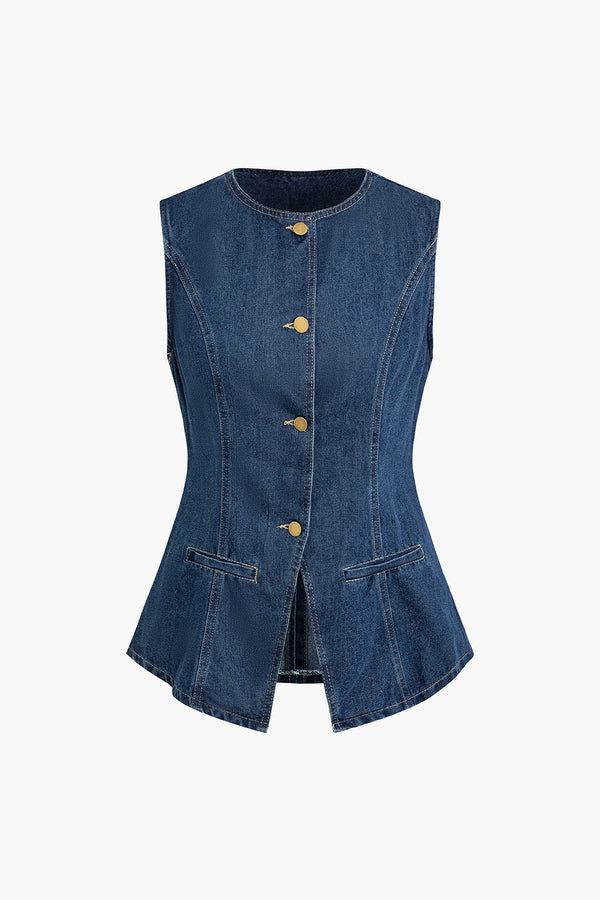 Gweeks - Classic Denim Vest Blazer - gweeks.com