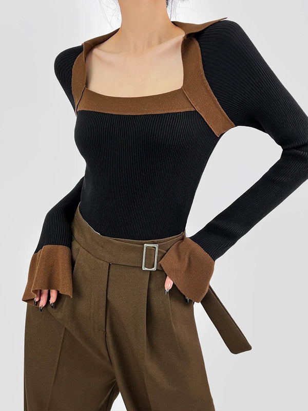 Gweeks - Contrast Charm Asimetrik Detaylı Triko - gweeks.com