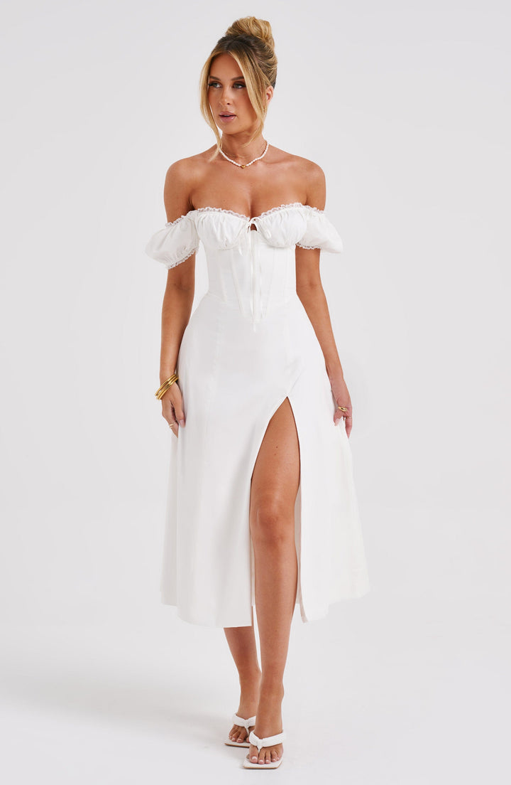 Gweeks - Courtney Ivory Midi Elbise - gweeks.com