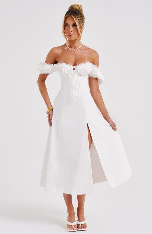 Gweeks - Courtney Ivory Midi Elbise - gweeks.com