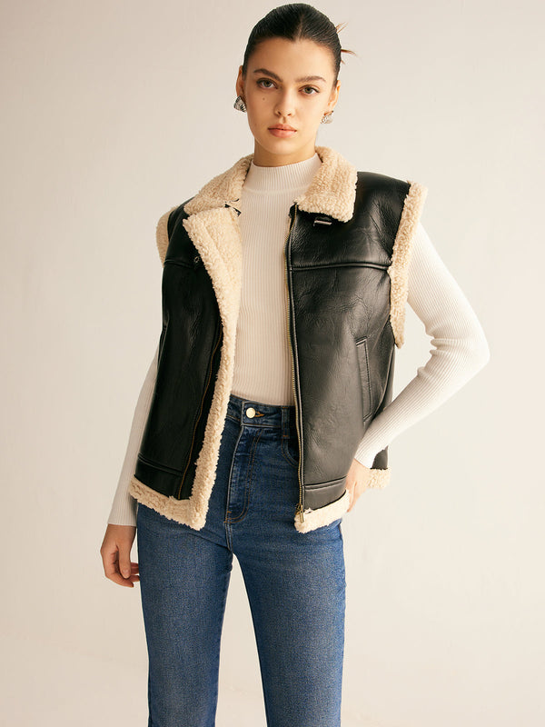 Gweeks - Cozy Black Kürklü Yelek - gweeks.com