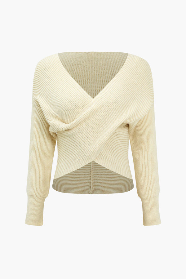 Gweeks - Cream Harmony Cross Triko Kazak - gweeks.com