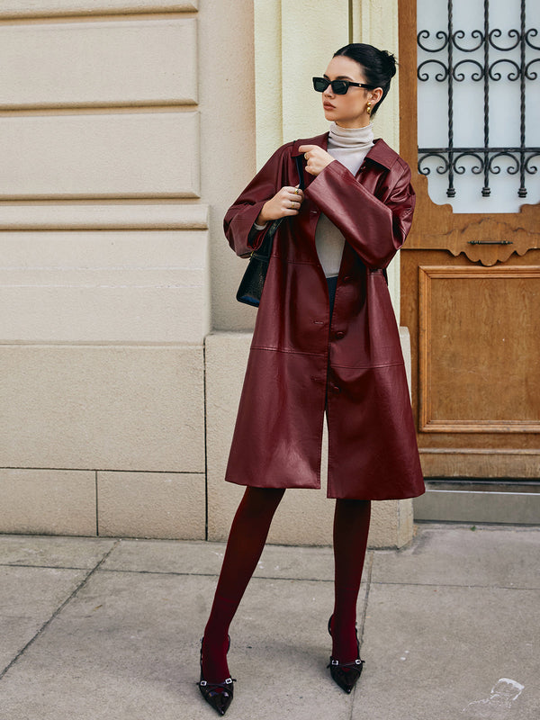 Gweeks - Crimson Chic Deri Trençkot - gweeks.com