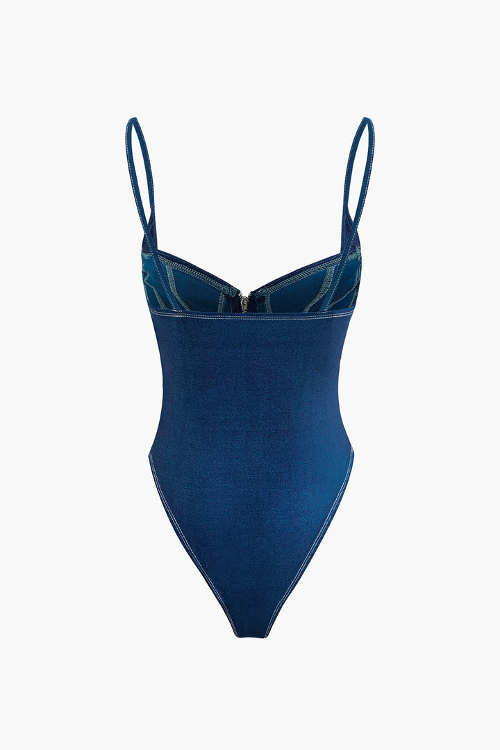 Gweeks - Denim Charm Fermuar Detaylı Body - gweeks.com
