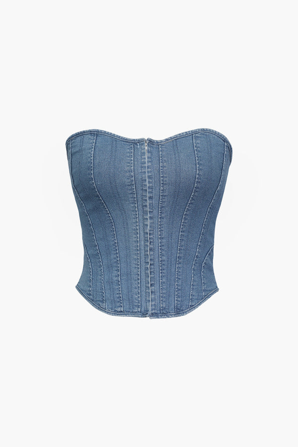 Gweeks - Denim Charm Korsaj Büstiyer - gweeks.com