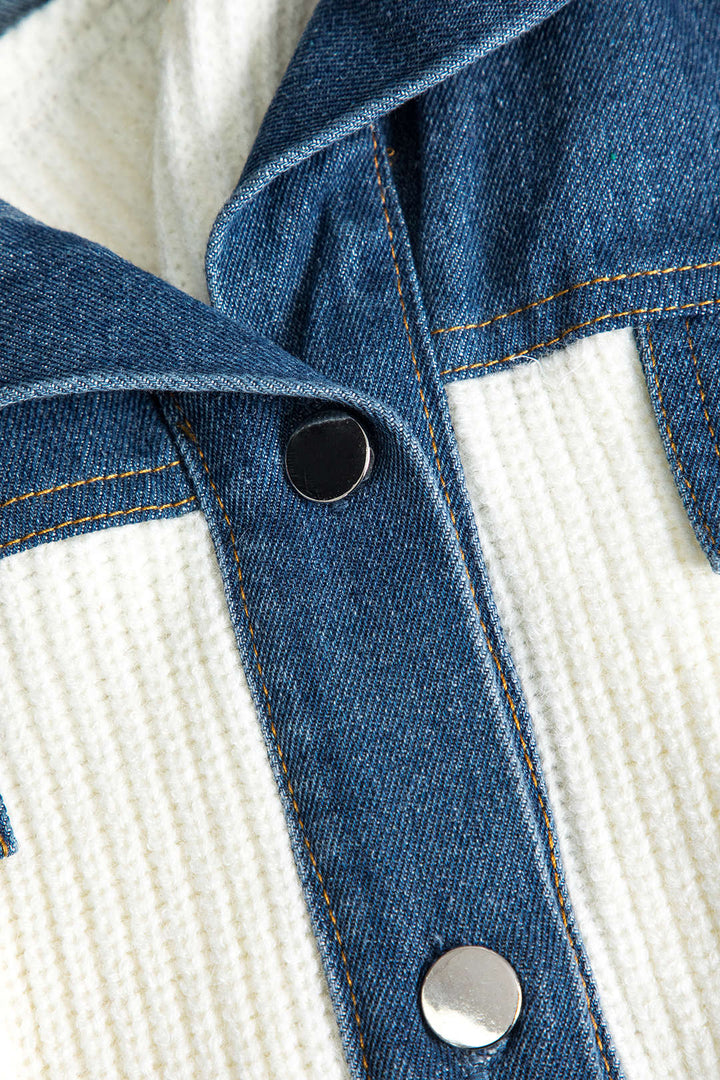 Gweeks - Denim Contrast Knit Ceket - gweeks.com