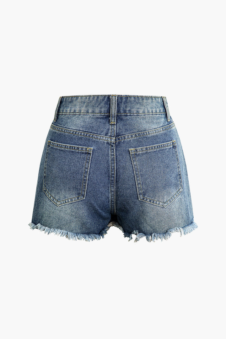 Gweeks - Distressed Chic Denim Şort - gweeks.com
