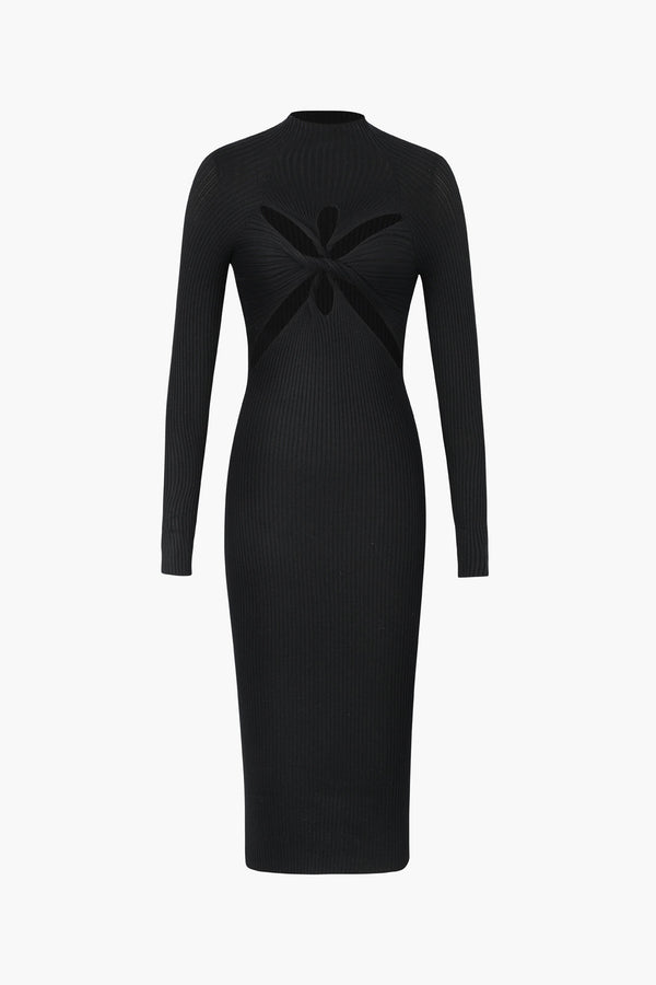 Gweeks - Eclipse Ribbed Midi Elbise - gweeks.com