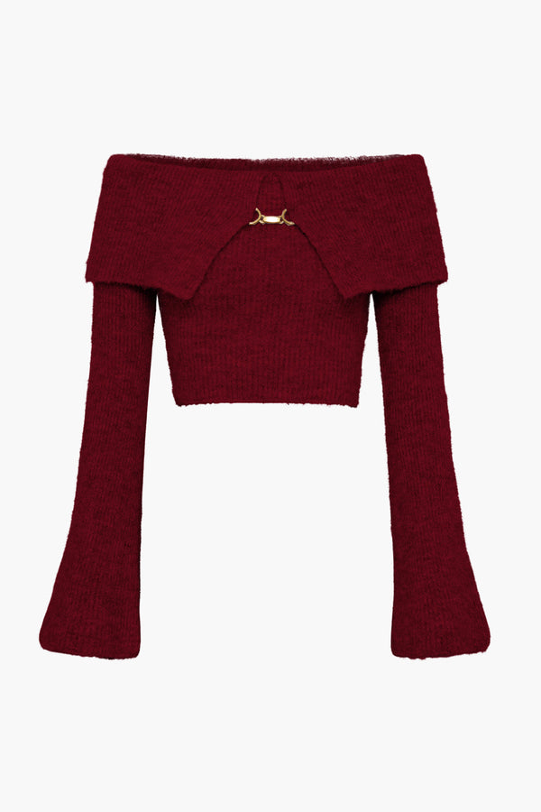 Gweeks - Elara Kapalı Omuzlu Triko Bluz - gweeks.com