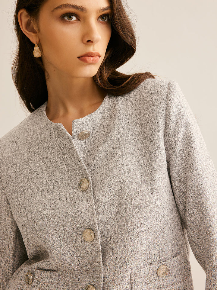 Gweeks - Elegant Tweed Düğmeli Ceket - gweeks.com
