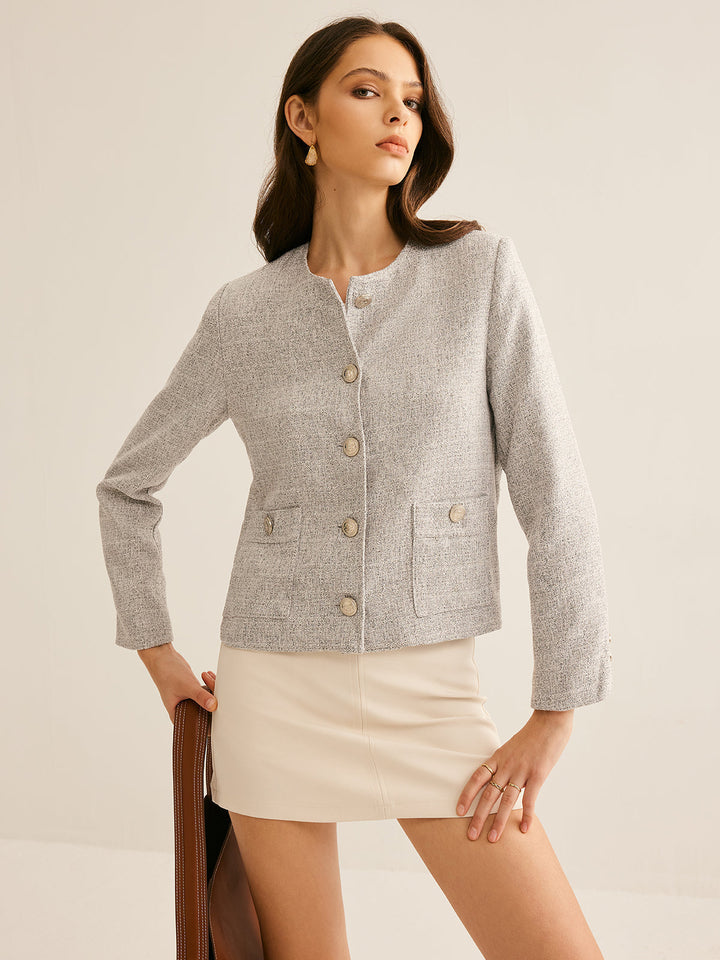 Gweeks - Elegant Tweed Düğmeli Ceket - gweeks.com