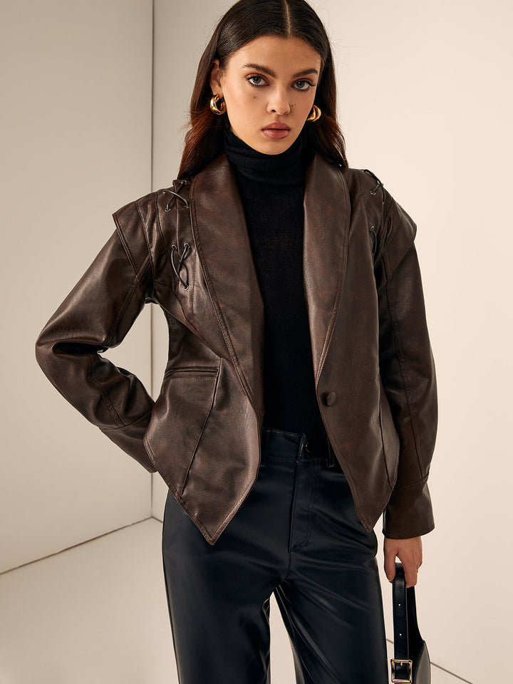 Gweeks - Enigma Deri Kuşaklı Blazer Ceket - gweeks.com