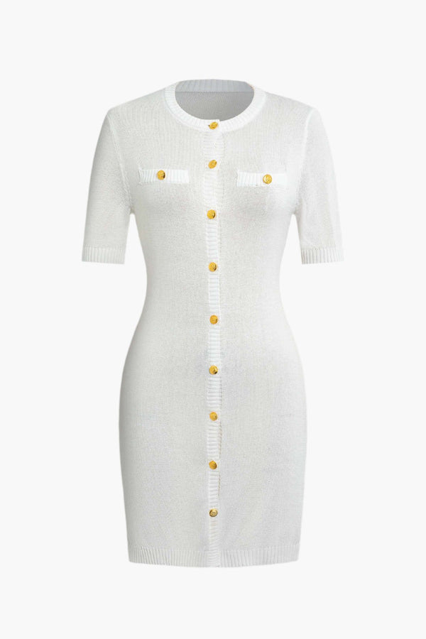 Gweeks - Eterna Gold Knit Elbise - gweeks.com