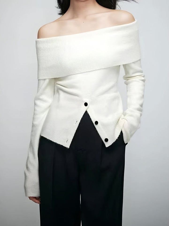 Gweeks - Eterna Off-Shoulder Triko Bluz - gweeks.com