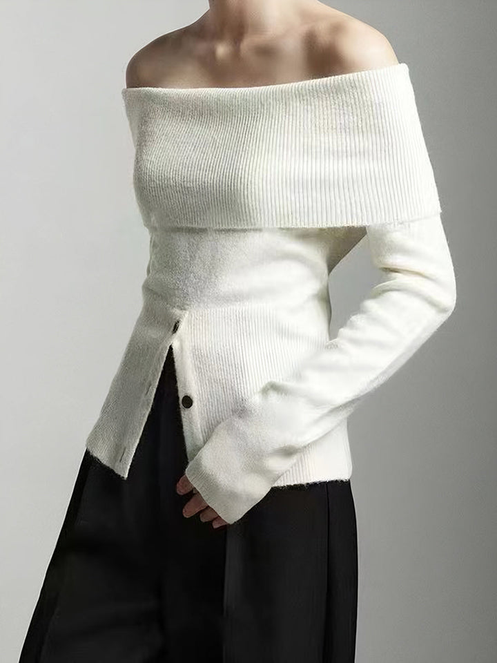 Gweeks - Eterna Off-Shoulder Triko Bluz - gweeks.com