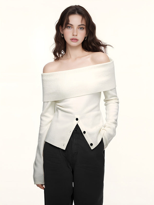 Gweeks - Eterna Off-Shoulder Triko Bluz - gweeks.com