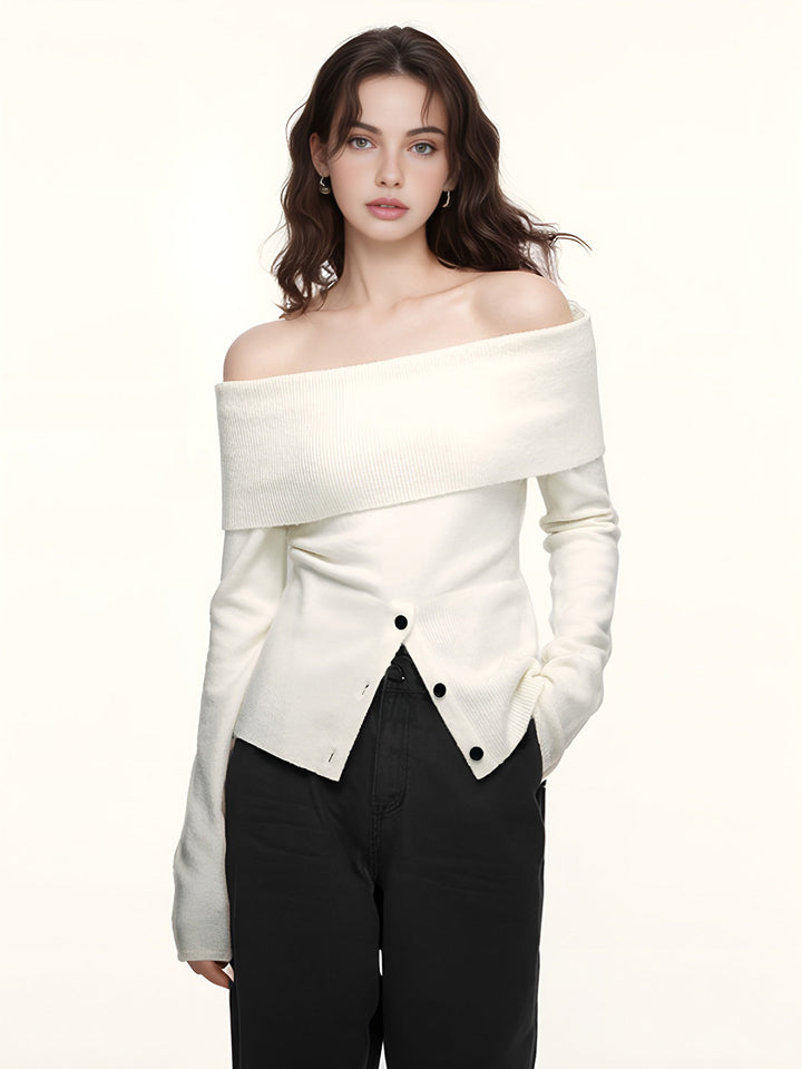Gweeks - Eterna Off-Shoulder Triko Bluz - gweeks.com