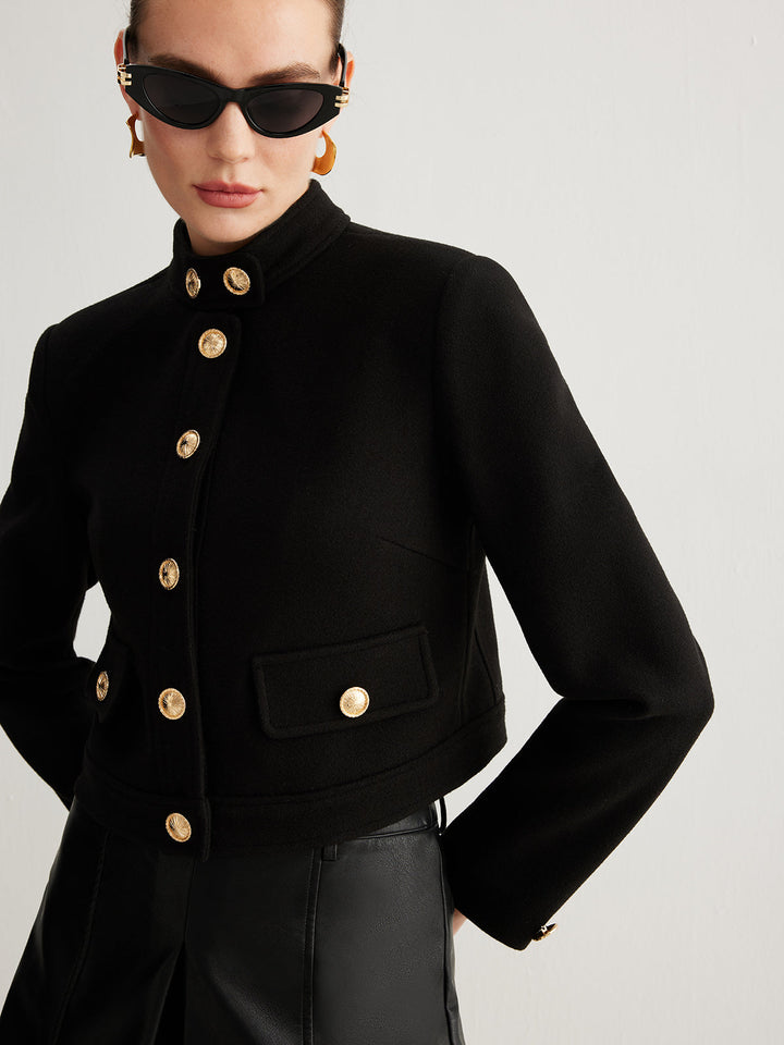 Gweeks - Eternal Noir Gold Button Blazer - gweeks.com