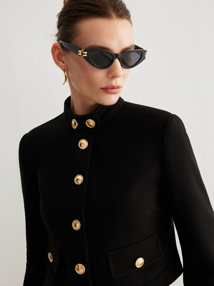 Gweeks - Eternal Noir Gold Button Blazer - gweeks.com