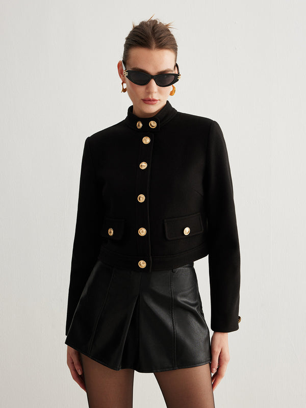 Gweeks - Eternal Noir Gold Button Blazer - gweeks.com