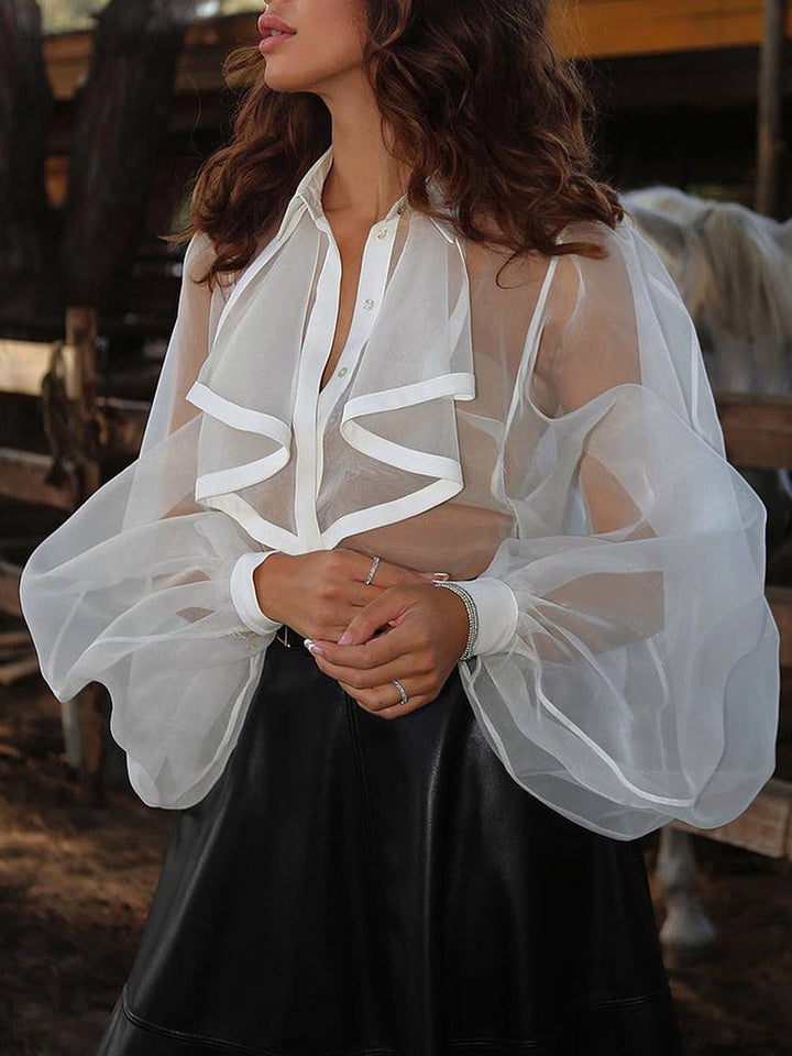 Gweeks - Ethereal Sheer Volan Bluz - gweeks.com