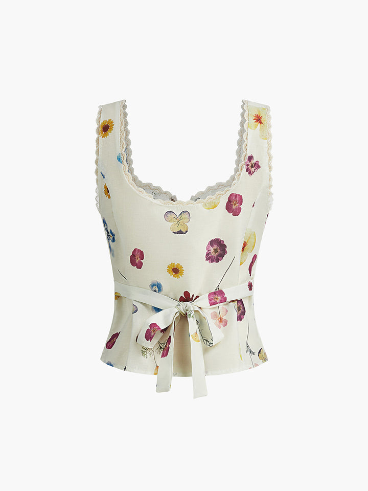 Gweeks - Floral Whisper Düğmeli Korse Bluz - gweeks.com