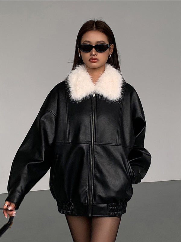 Gweeks - Frost Collar Siyah Deri Ceket - gweeks.com