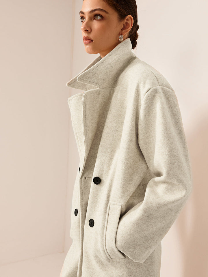 Gweeks - Frosty Elegance Çift Düğmeli Kaban - gweeks.com