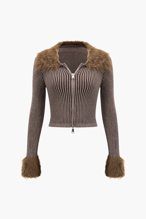 Gweeks - Fur Touch Örgü Ceket - gweeks.com