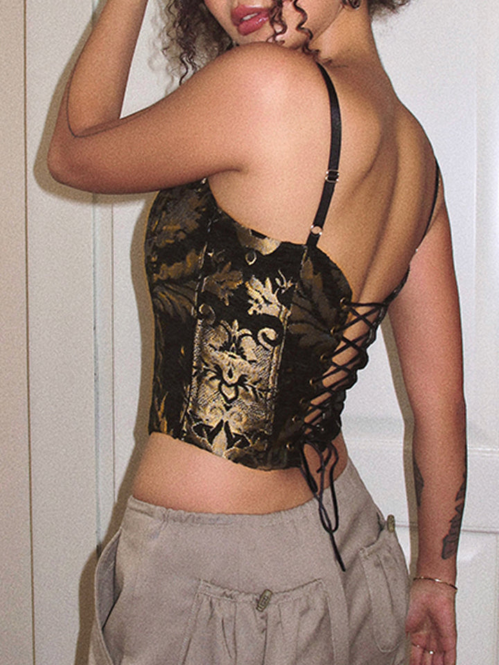 Gweeks - Golden Floral Büstiyer - gweeks.com