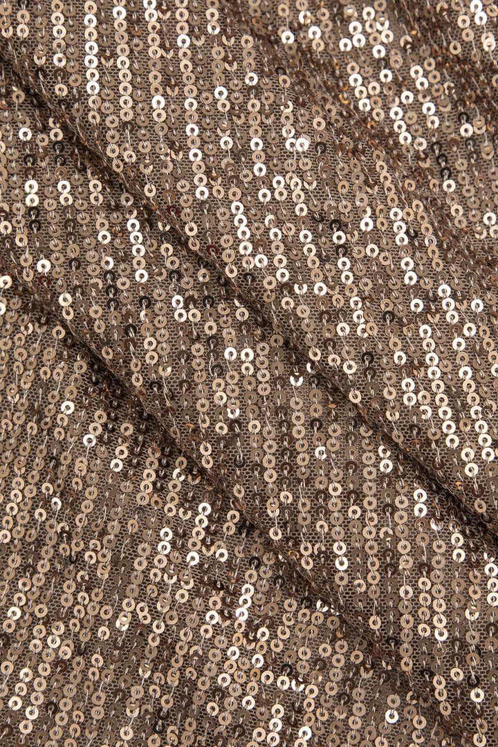 Gweeks - Golden Glitz Pullu Sırt Dekolteli Elbise - gweeks.com