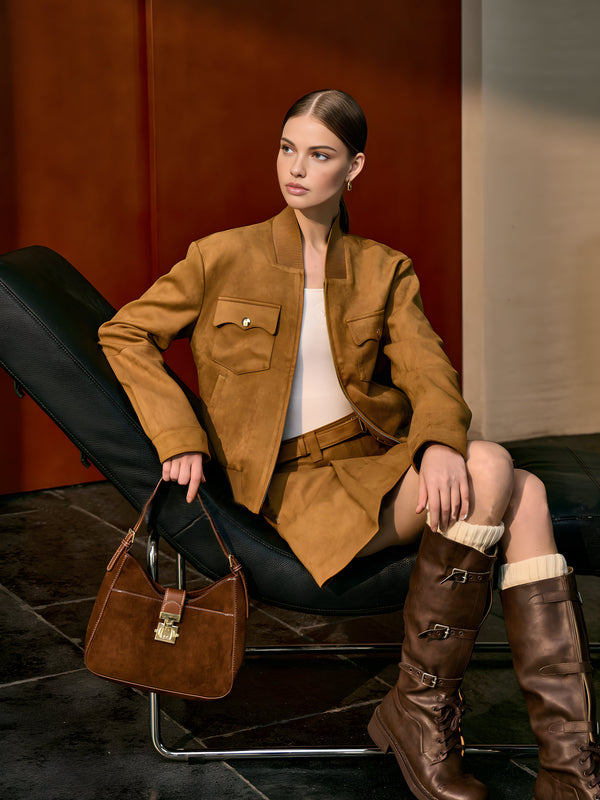 Gweeks - Golden Glow Suede Jacket - gweeks.com