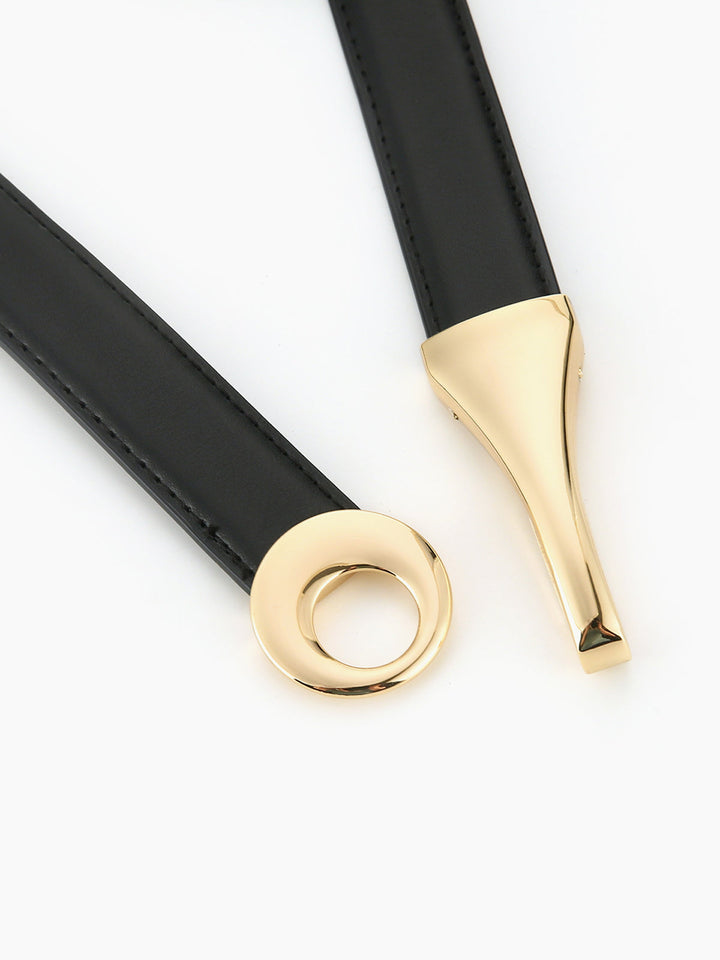 Gweeks - Golden Link İnce Deri Kemer - gweeks.com