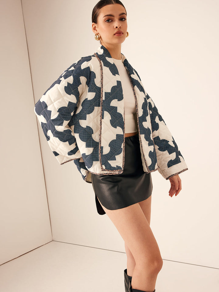 Gweeks - Graphic Bloom Quilted Ceket - gweeks.com