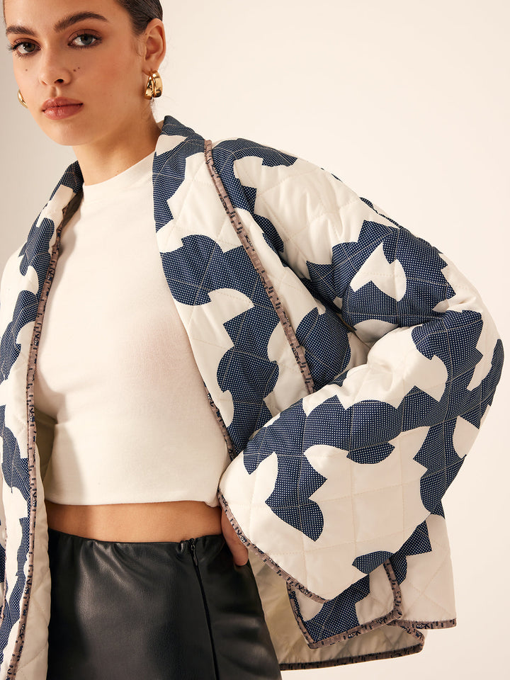 Gweeks - Graphic Bloom Quilted Ceket - gweeks.com
