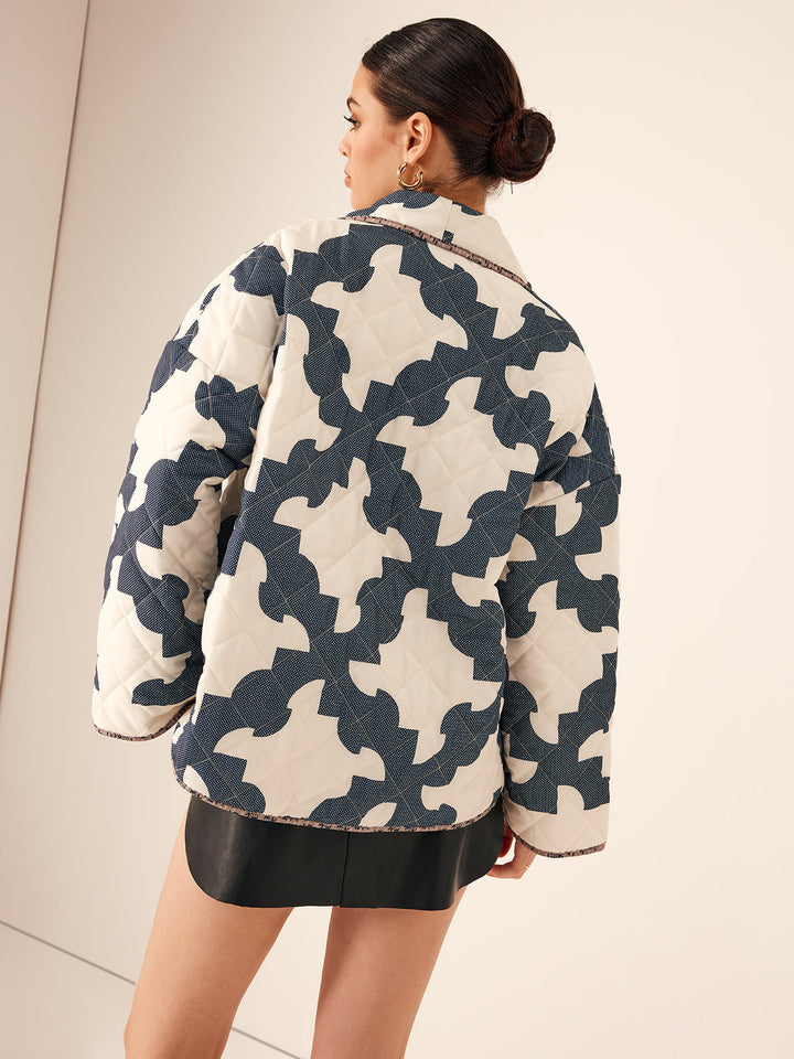 Gweeks - Graphic Bloom Quilted Ceket - gweeks.com