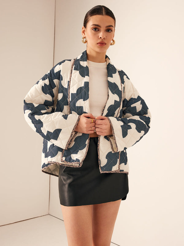 Gweeks - Graphic Bloom Quilted Ceket - gweeks.com