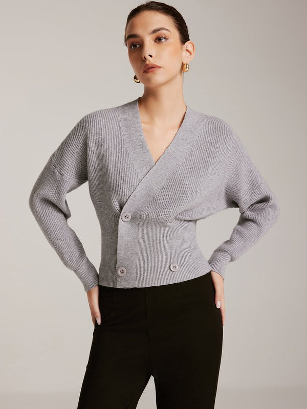 Gweeks - Gray Grace Çift Düğmeli Triko - gweeks.com