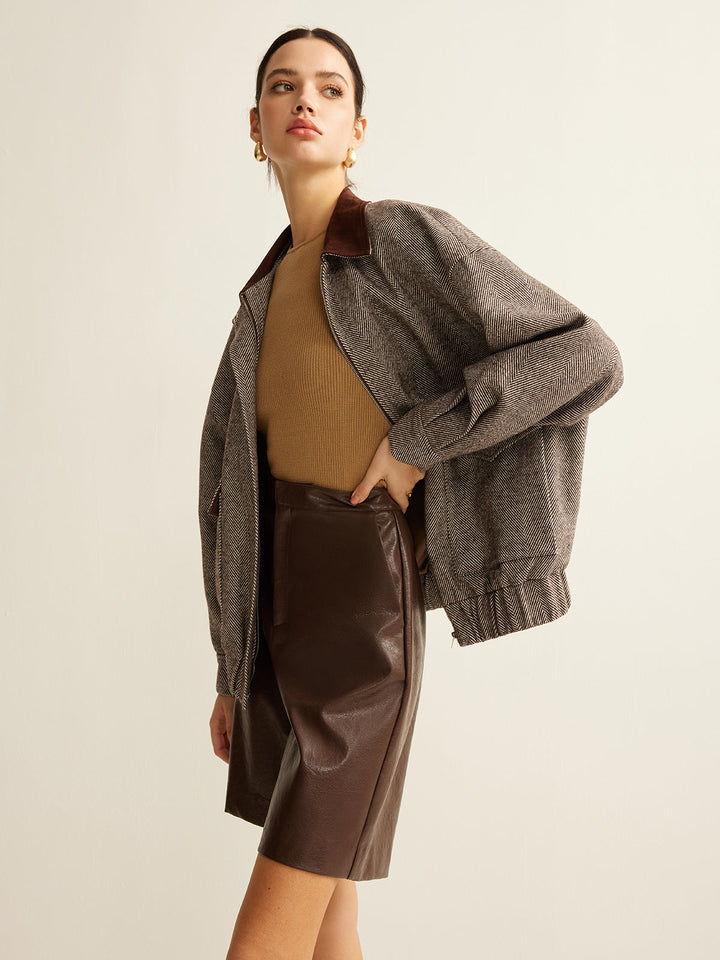 Gweeks - Herringbone Elegance Oversize Ceket - gweeks.com